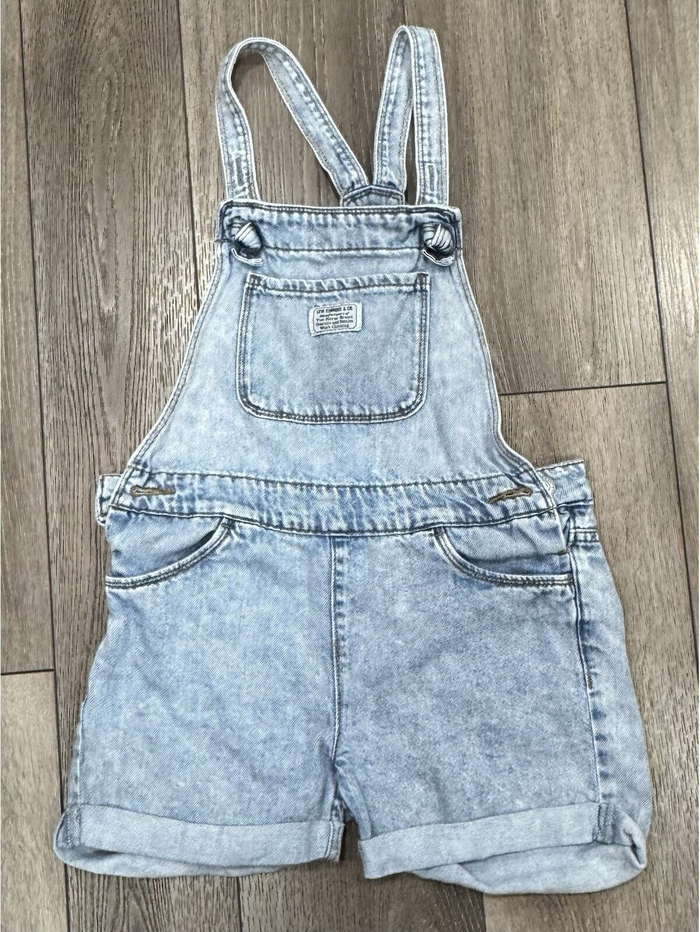 Levis Girls Shortall Denim Short Overalls Size 10 Reg